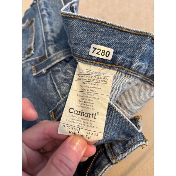 Carhartt Mens Relaxed Fit Blue Denim Jeans 44x32 - Picture 3 of 5